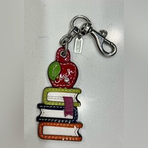 Coach RARE Multicolor Books Rhinestone Apple Keychain Fob Bag Charm 92948